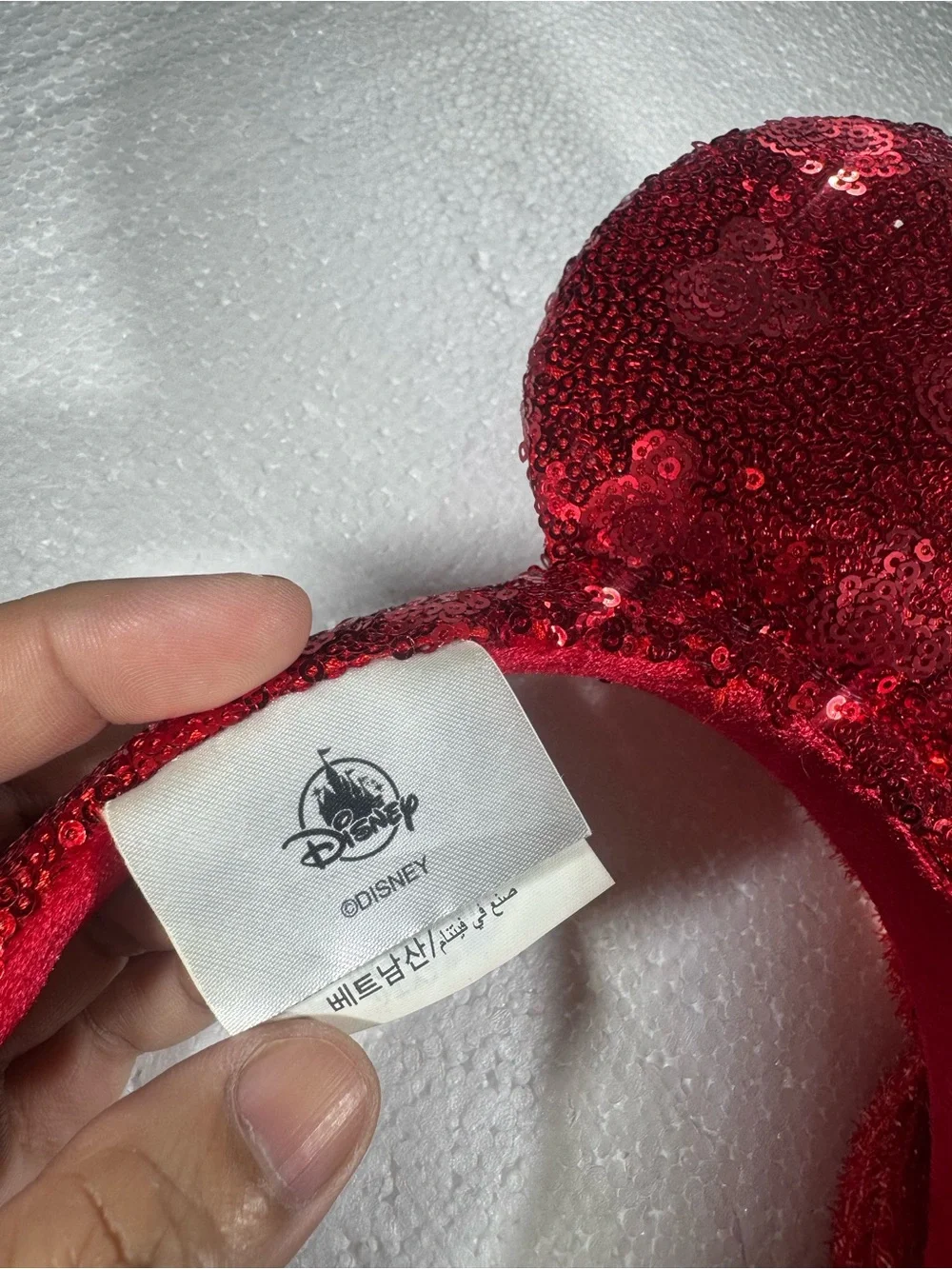 Disney Parks Minnie Mouse Sequin Ear Headbands Set of 2 Red & Black